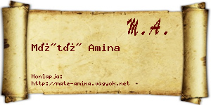 Máté Amina névjegykártya